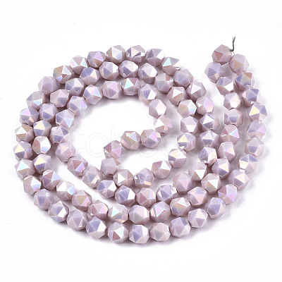 Electroplate Opaque Glass Beads Strands EGLA-T019-05R-1