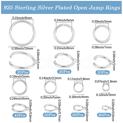 300Pcs 7 Styles Rack Plating Brass Open Jump Rings KK-BBC0027-30S-1