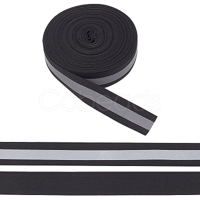 25 Yards Reflective Polyester Striped Ribbon DIY-WR0003-74A-1