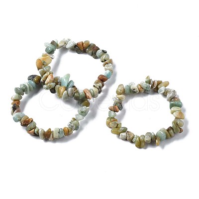 Unisex Chip Natural Flower Amazonite Beaded Stretch Bracelets BJEW-S143-26-1