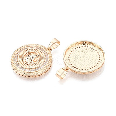Brass Pave Clear Cubic Zirconia Pendants KK-T081-09G-1