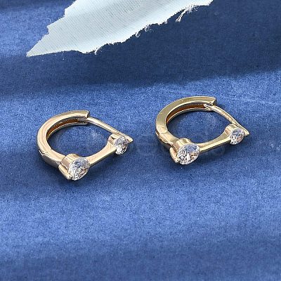 Brass Micro Pave Cubic Zirconia Hoop Earrings KK-CBAD29A-04G-1