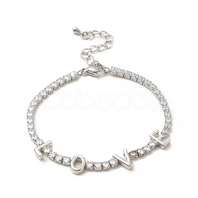 Cubic Zirconia Chain Bracelet BJEW-A132-25P-1