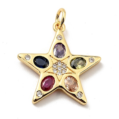 Brass Micro Pave Cubic Zirconia Pendants KK-E015-28G-1