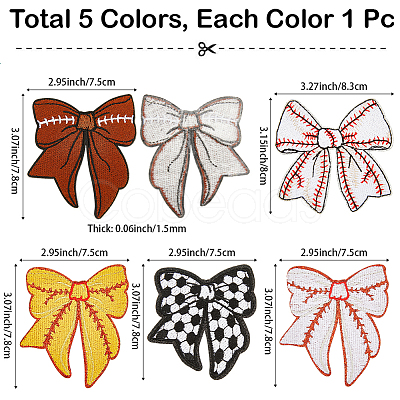 5Pcs 5 Styles Polyester Embroider Thread Iron on/Sew On Patches PATC-CY0001-09-1