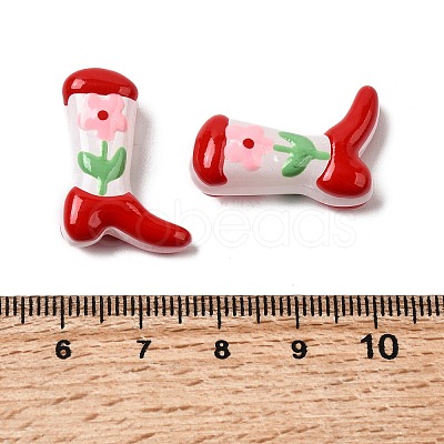 Boot Baking Paint Glass Enamel Beads LAMP-C020-02N-1