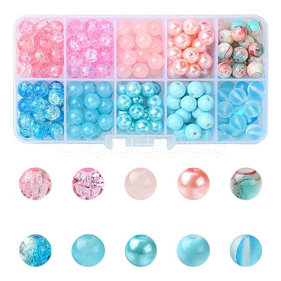 220Pcs 10 Styles Glass Round Beads GLAA-YW0004-07-1