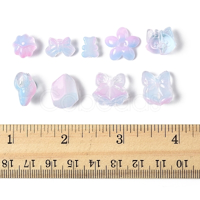 120Pcs 8 Styles Transparent Spray Paint Glass Beads GLAA-FS0002-26-1