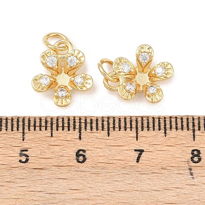 Brass Micro Pave Clear Cubic Zirconia Charms KK-G544-06G-02-1