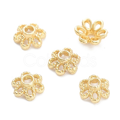 Rack Plating Alloy Flower Bead Caps X-KK-J277-13G-1
