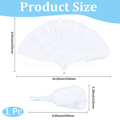 Plastic & Feather Fan Display Decoration AJEW-CY0002-58-1