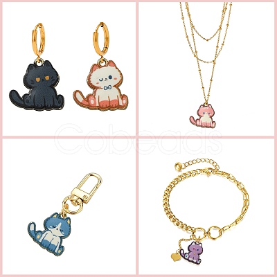 16Pcs 8 Styles Alloy Enamel Pendants ENAM-CJ0004-93-1