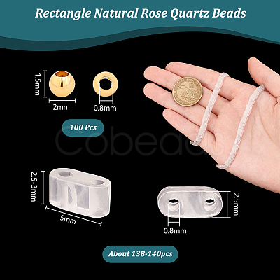 1 Strand Rectangle Natural Rose Quartz Beads Strands G-NB0005-53-1
