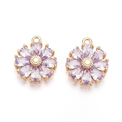 Real 18K Gold Plated Brass Micro Pave Cubic Zirconia Pendants X-KK-S360-043B-NF-1