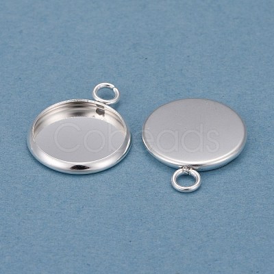 304 Stainless Steel Pendant Cabochon Settings STAS-F191-14S-C-1