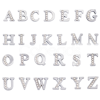 52Pcs 26 Style Alloy Rhinestone Slide Charms FIND-SC0005-51-1