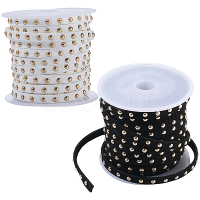 2 Rolls 2 Colors Faux Suede Cord with Aluminum Rivets OCOR-CY0001-03G-1