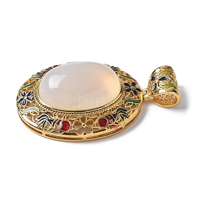 Natural White Agate Oval Pendants KK-K399-18B-05-1