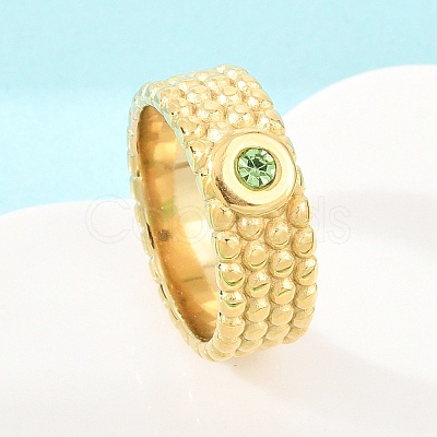 304 Stainless Steel Cubic Zirconia Finger Rings LS-RJEW-F203-03G-03-1