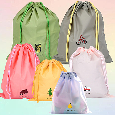 6Pcs 3 Sizes 2 Colors Polyethylene Waterproof Drawstring Storage Bags ABAG-CN0001-47-1