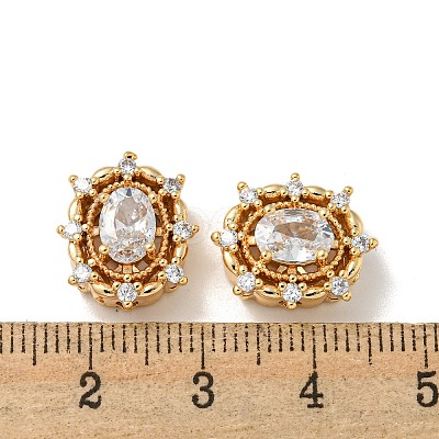 Brass Micro Pave Cubic Zirconia Beads KK-K378-06G-1