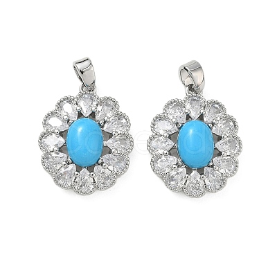 Brass Micro Pave Clear Cubic Zirconia Pendants KK-C172-22P-1