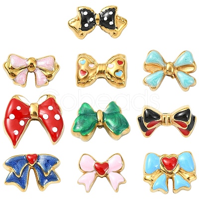 10Pcs 10 Styles 304 Stainless Steel Enamel Beads STAS-YW0003-65-1