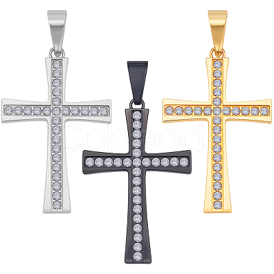 3Pcs 3 Colors 304 Stainless Steel Pendants STAS-BBC0007-18-1