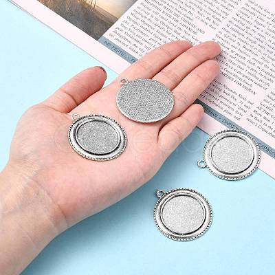 Vintage Tibetan Style Alloy Pendant Cabochon Bezel Settings X-TIBEP-O006-19AS-1