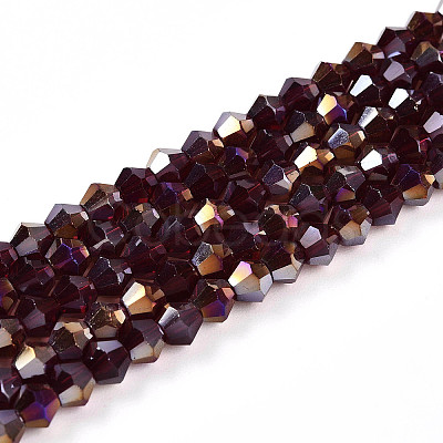 Transparent Electroplate Glass Beads Strands EGLA-A039-T4mm-B30-1