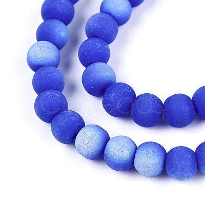 Frosted Opaque Glass Beads Strands GLAA-T032-P4mm-MBB11-1