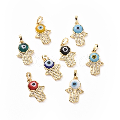 Brass Micro Pave Cubic Zirconia Pendants ZIRC-F136-02G-1