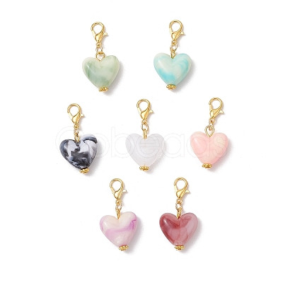 Acrylic Heart Pendant Docorations HJEW-JM03705-1