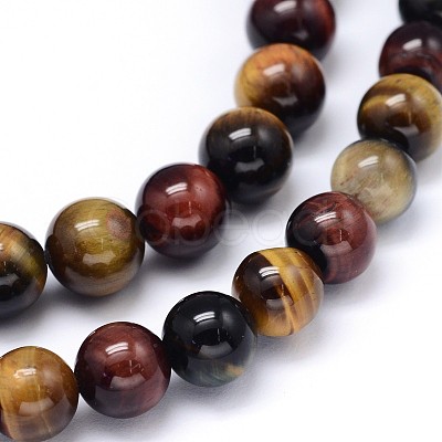 Round Natural Tiger Eye Beads Strands G-F222-17-8mm-1