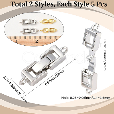 10Pcs 2 Colors Rack Plating Brass Fold Over Clasps KK-SC0006-66-1