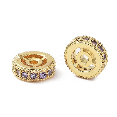 Brass Micro Pave Cubic Zirconia Beads KK-A189-17G-1