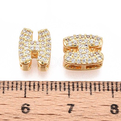 Brass Micro Pave Clear Cubic Zirconia Beads KK-T071-17G-H-1