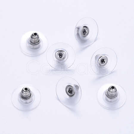 304 Stainless Steel Bullet Clutch Earring Backs X-STAS-S113-003P-1