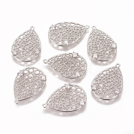 Brass Micro Pave Cubic Zirconia Pendants KK-F803-07P-NF-1