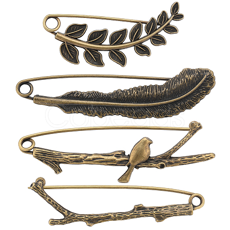 SUNNYCLUE 8Pcs 4 Styles Tibetan Style Alloy Brooch JEWB-SC0001-38-1