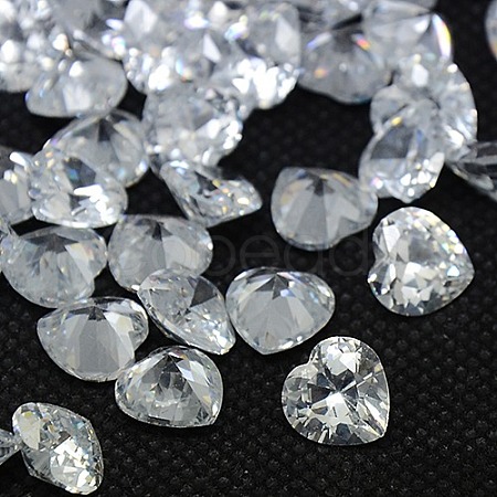 10PCS Clear Grade A Heart Cubic Zirconia Pointed Back Cabochons X-ZIRC-M005-6mm-007-1