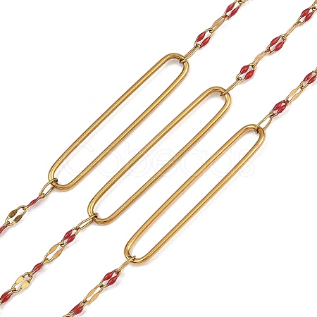 304 Stainless Steel Enamel Dapped Chain Oval Link Chains CHS-K021-15G-05-1