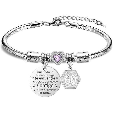 Birthday 201 Stainless Steel Charm Bracelets FS-WGBAA71-18-1