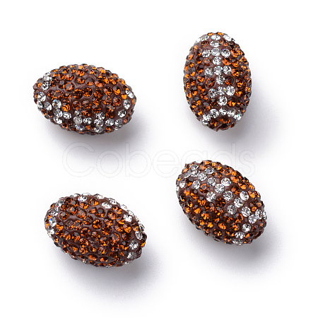 Handmade Polymer Clay Rhinestone Beads RB-S046-01F-1