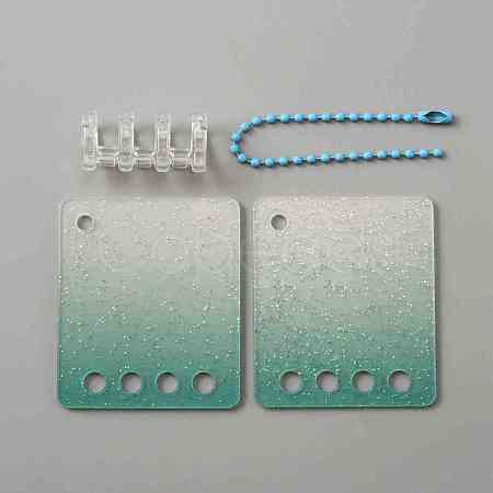 Gradient Glitter Plastic Loose Leaf DIY Disc Keychain ZXFQ-WH0001-03A-1