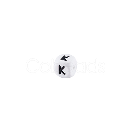 Cube with Letter Pattern Silicone Beads FIND-SZC0014-318-1