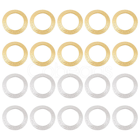 BENECREAT 20Pcs 2 Colors Brass Linking Rings KK-BC0012-90-1