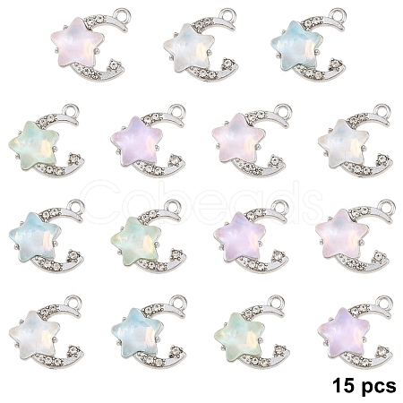 15Pcs 5 Colors Alloy Pendants FIND-YW0017-89-1
