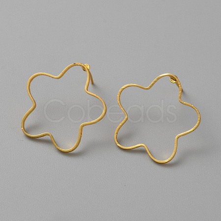 Golden Brass Hollow Geometric Stud Earrings EJEW-WH0012-127H-1