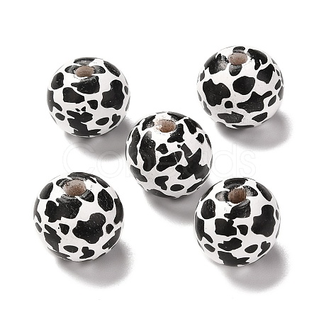 Printed Wood European Beads LS-X-WOOD-F011-06-1